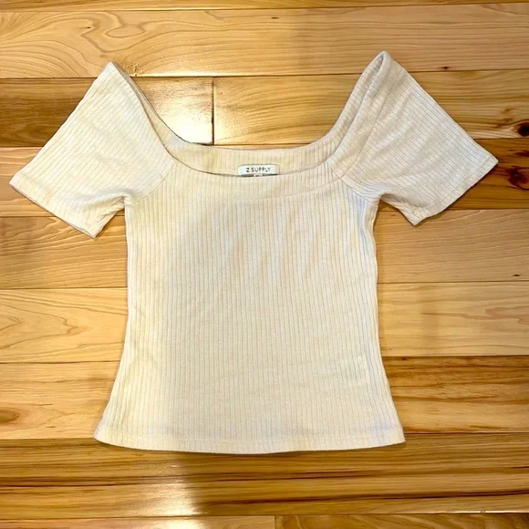 Z supply cream shirt crop top - Picture 1 of 4